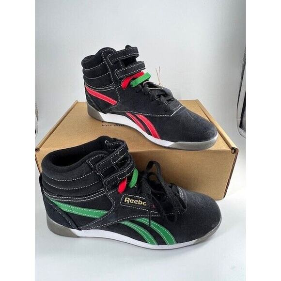Reebok Freestyle Hi-Top Sneakers Human Rights Now! Women Size 9 HQ414 BLK New - Picture 1 of 5